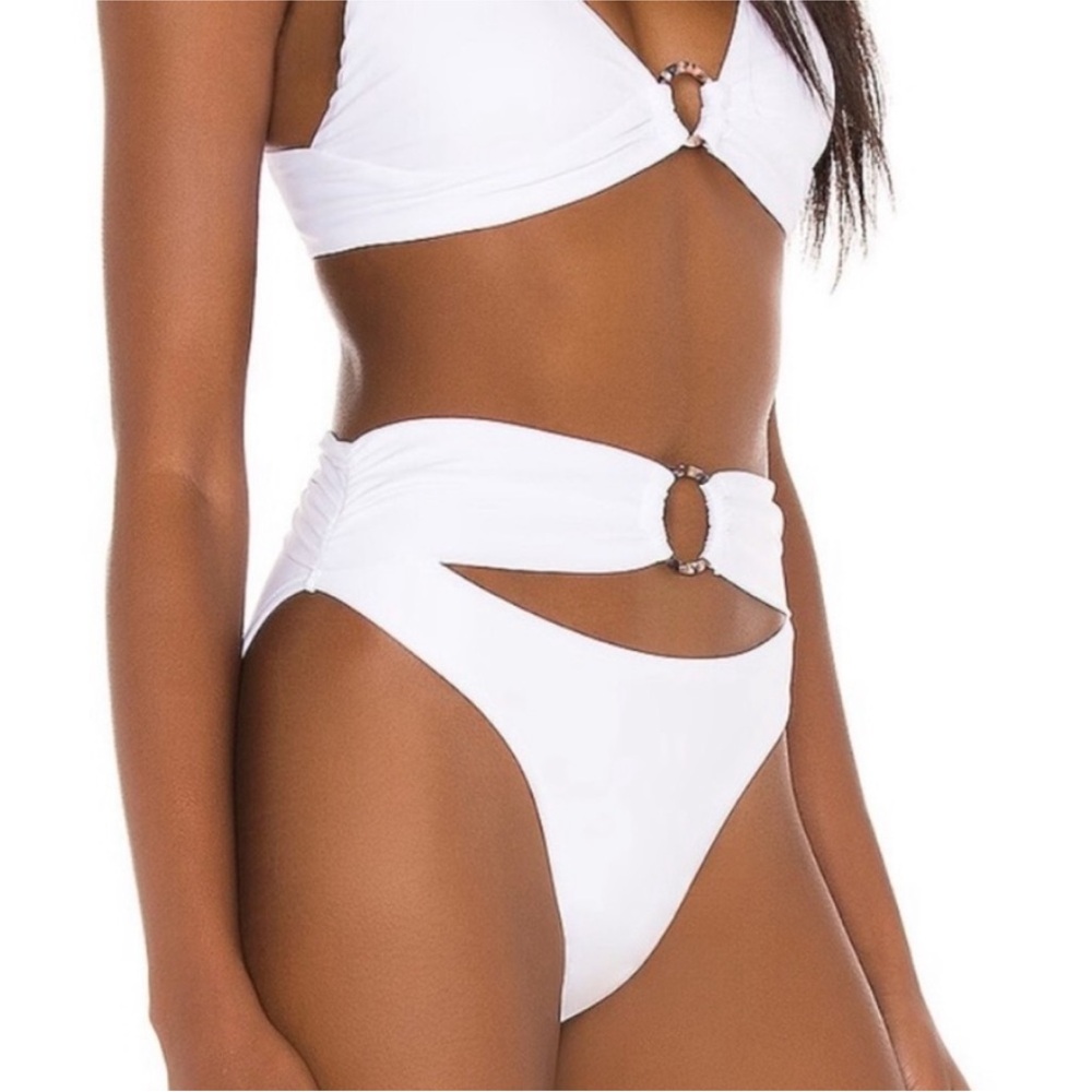 PilyQ High Waist WaterLily Ring Teeny Bikini Bottoms - Picture 1 of 9